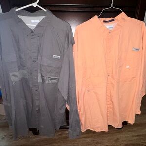 Columbia Men's Gray and Orange Button Up Shirts😎 Set of 2